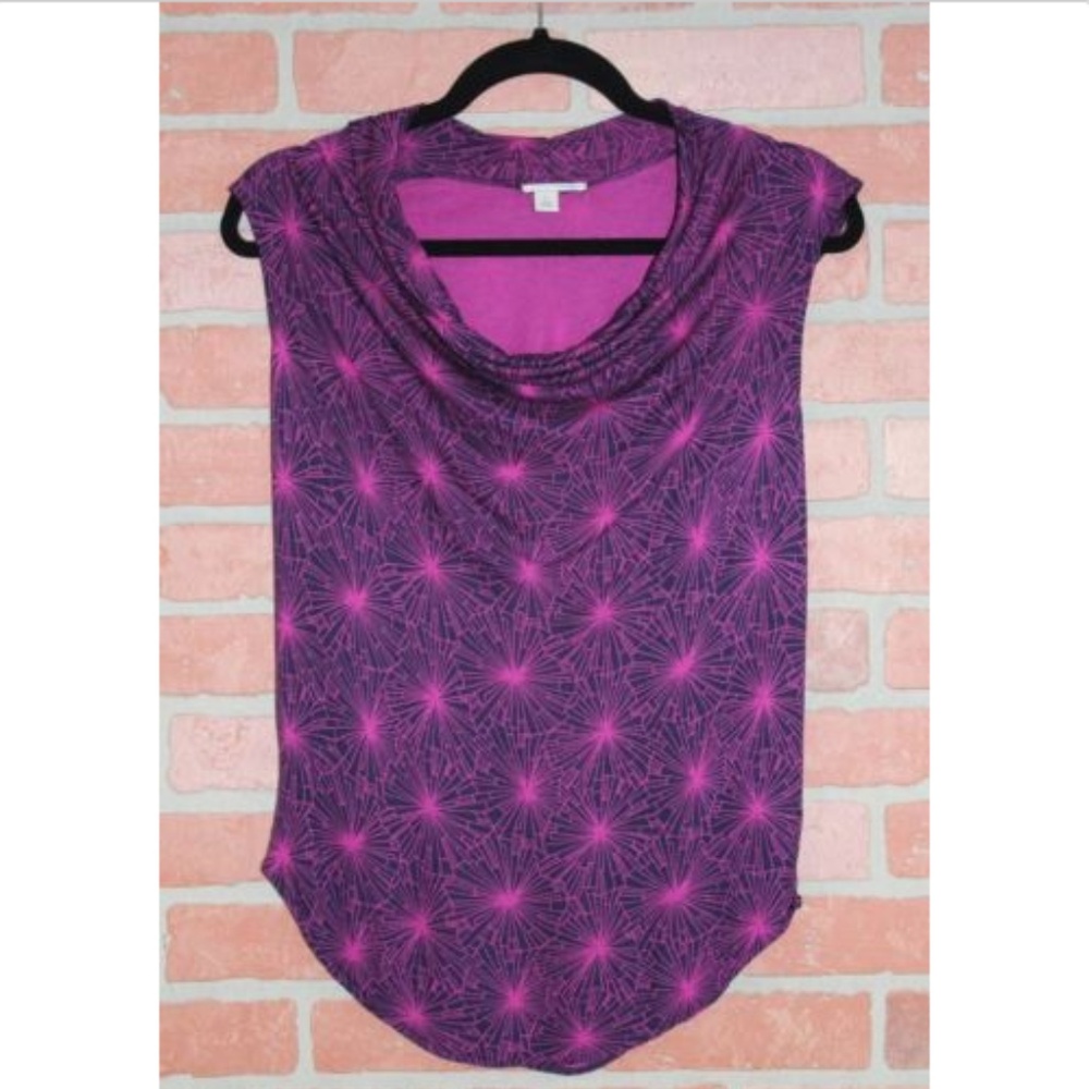 Sleeveless Stretchy Purple & Pink Cowl Neck Blouse